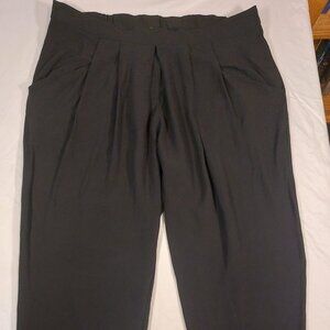 Women's Large EILEEN FISHER 100% Silk Pleated Front Elastic Waist Black Pants
